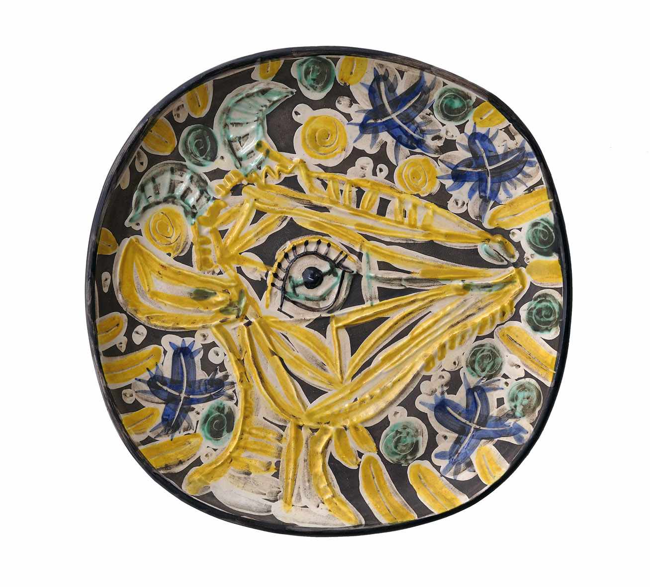 Pablo Picasso (1881-1973), Wandteller „Tête de chèvre de profil“, 1952 Ton, gebrannt, bemalt, Töpferei Madoura, Vallauris | F, Exemplar 34/100 Ø ca. 42 cm, © Heinz Feußner, Hamm