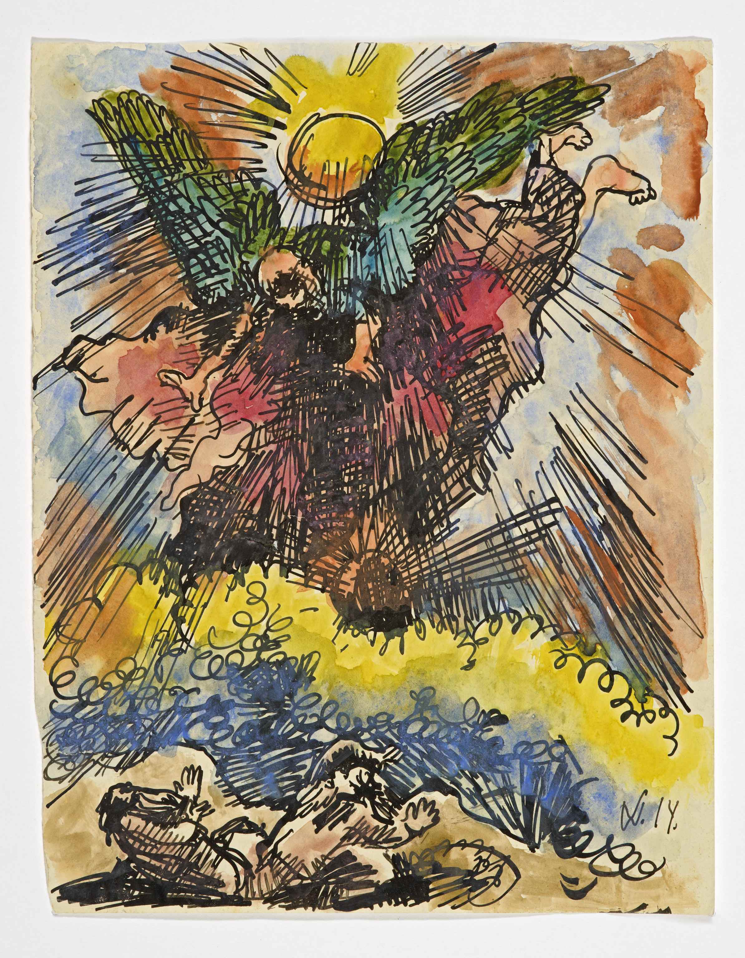 Wilhelm Morgner (1891-1917), Verkündigung, 1914, Feder & Aquarell 28,1 x 22 cm, © Heinz Feußner, Hamm