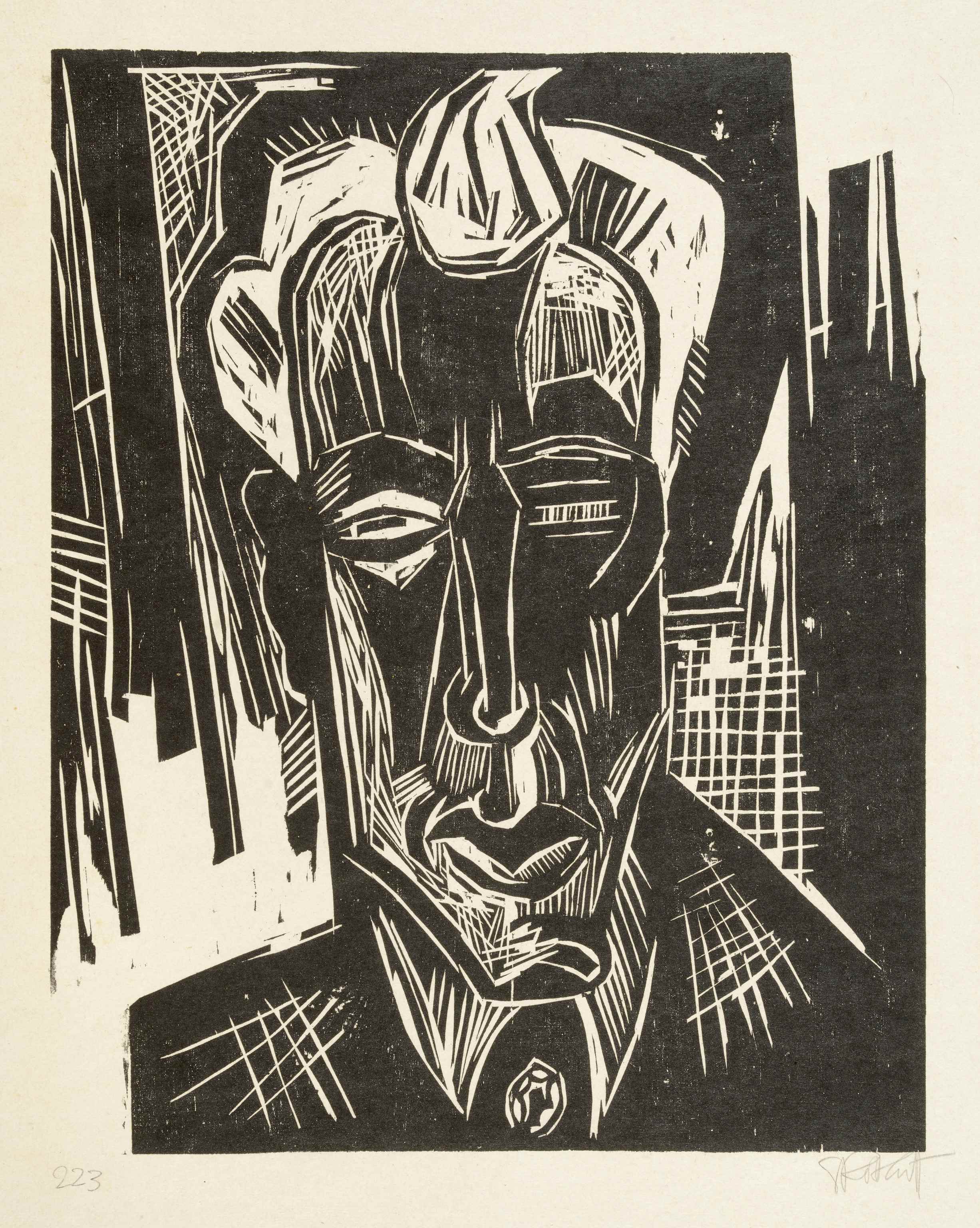 Karl Schmidt-Rottluff (1884-1976), Bildnis Wilhelm Niemeyer, 1922, Holzschnitt 50 x 39,8 cm, © Heinz Feußner, Hamm