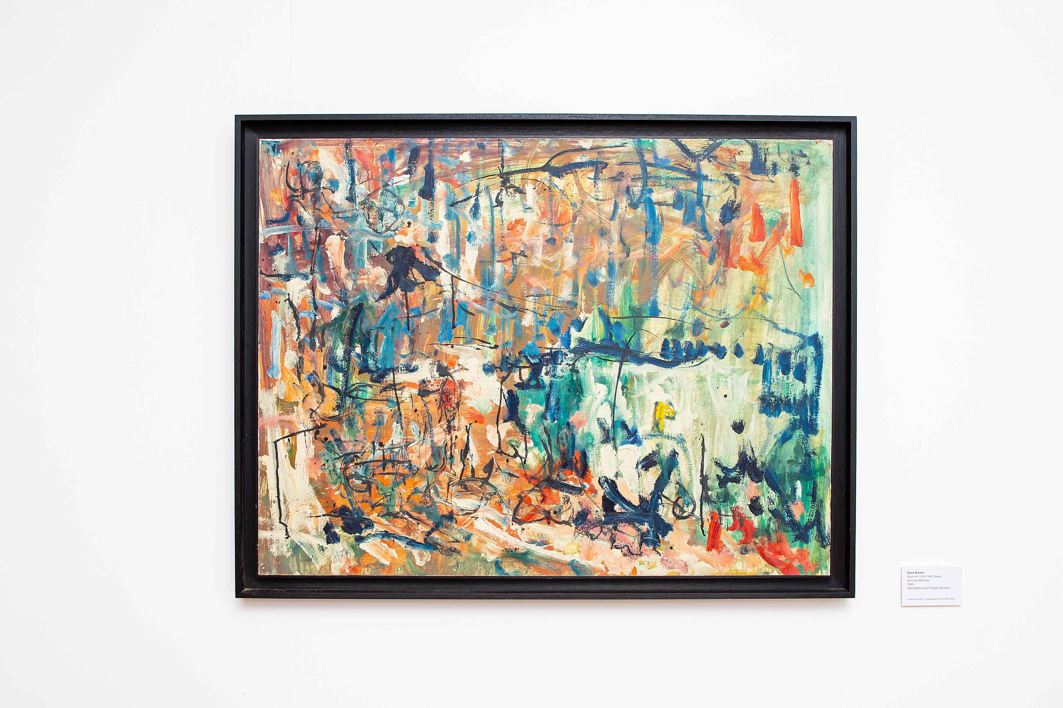 Abbildung: Hans Kaiser, Am Cap Martinet, 1960, Mischtechnik auf Pappe auf Holz 80 x 105 cm, Foto: © Thorsten Hübner, Stadt Hamm